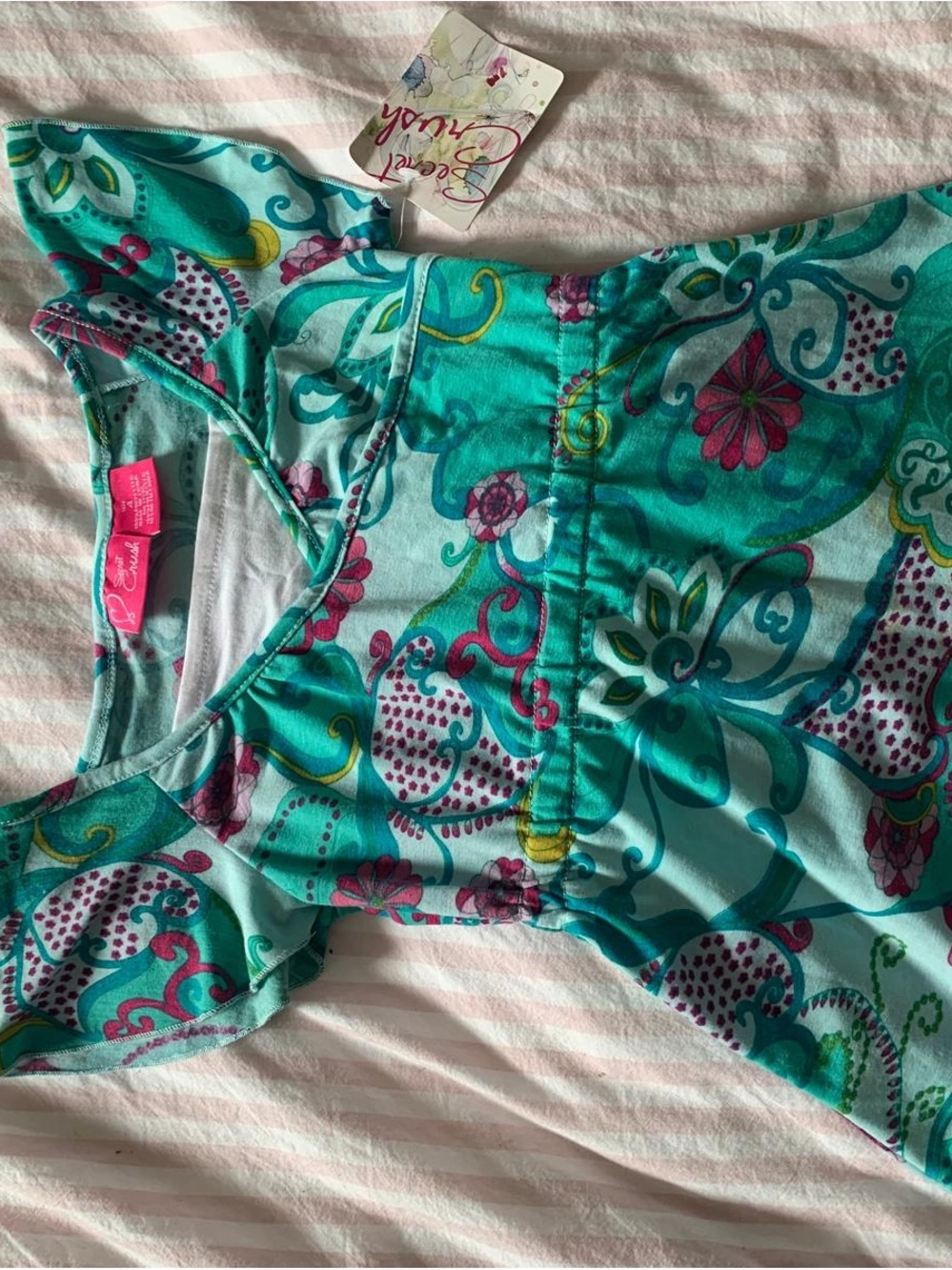 Girls' Teal Floral Print Dress